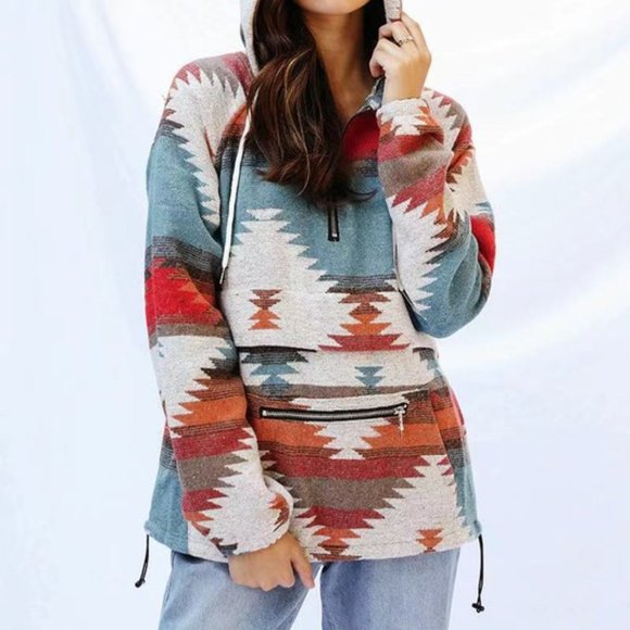THE CHUMANI LADIES AZTEC PRINT HOODIE - Picture 2 of 4